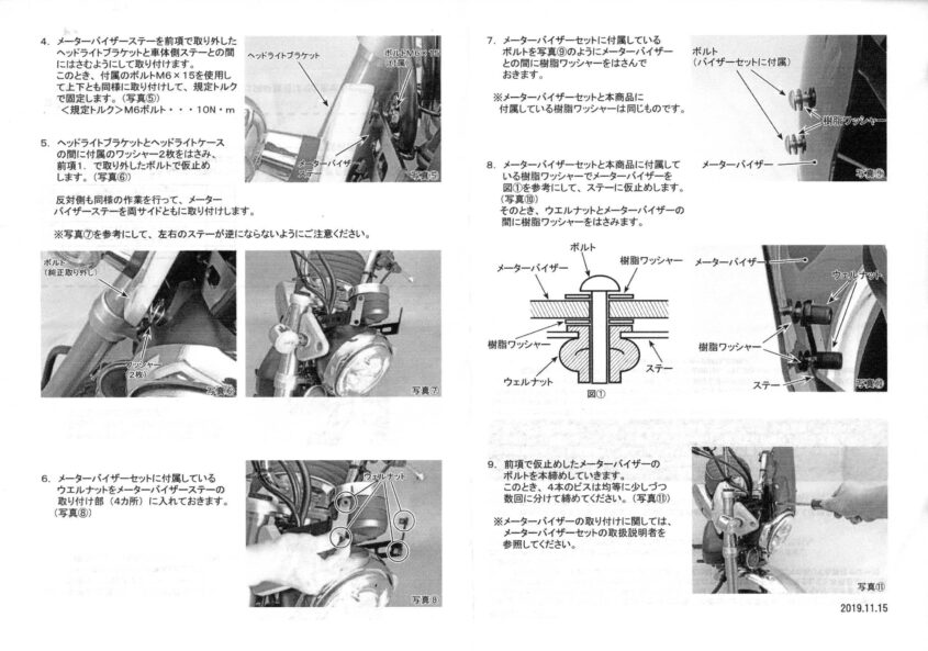 メーターバイザーセット(スモーク)＋取り付けキット/取説